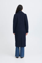 Load image into Gallery viewer, Ichi Ihspita Dark Navy Wool Mix Coat
