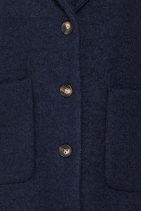 Ichi Ihspita Dark Navy Wool Mix Coat