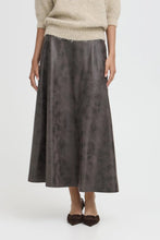 Load image into Gallery viewer, Byoung Bydimion Vegan Leather ALine Midi Skirt
