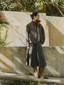 Byoung Bydimion Vegan Leather ALine Midi Skirt