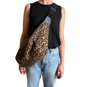 Brixton Cross Body Sling Bag- Brown Animal Print- Large