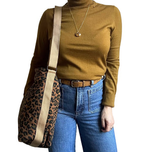 Sixton London Portland  Leopard Print Bag Brown