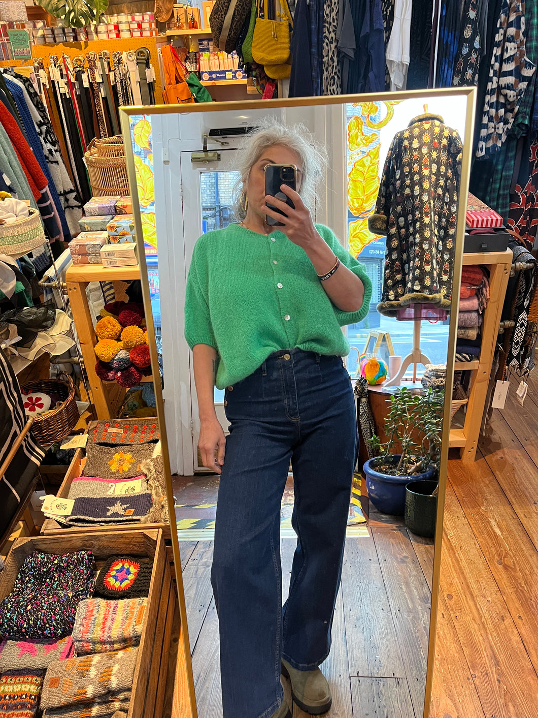 Mohair Blend Cardigan Apple Green