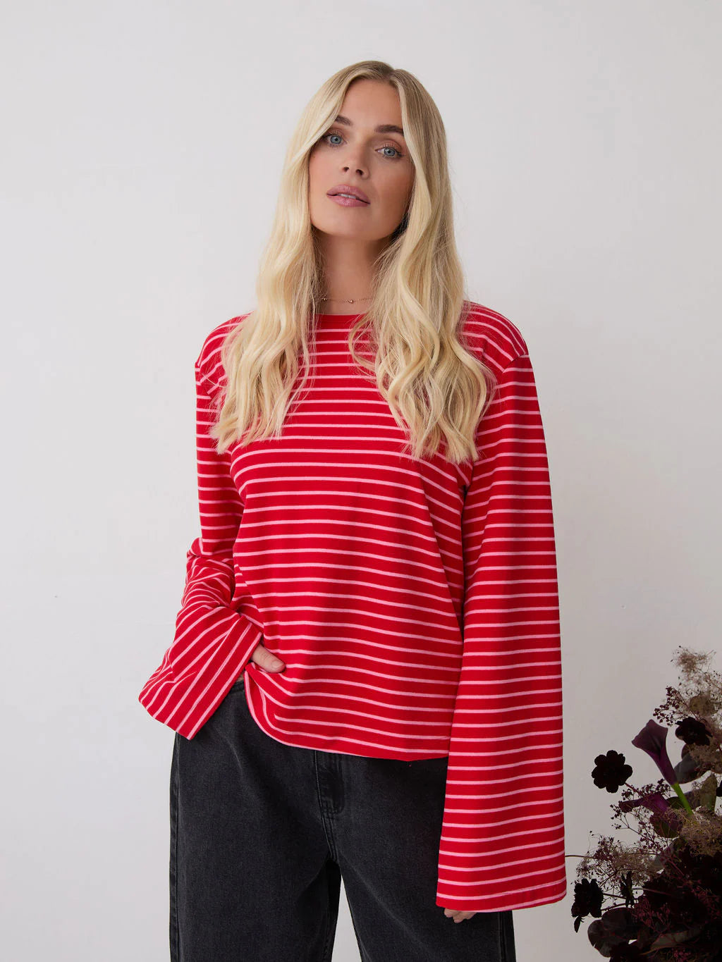 Fika Celine Red And Pink Stripe Super Soft Top