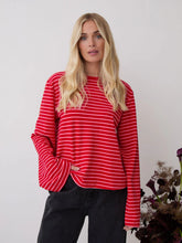 Load image into Gallery viewer, Fika Celine Red And Pink Stripe Super Soft Top
