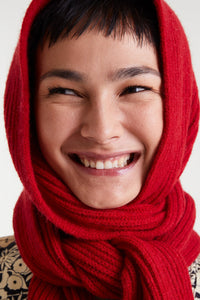 Red Compania Fantastica Fine Knit Hood With Scarf