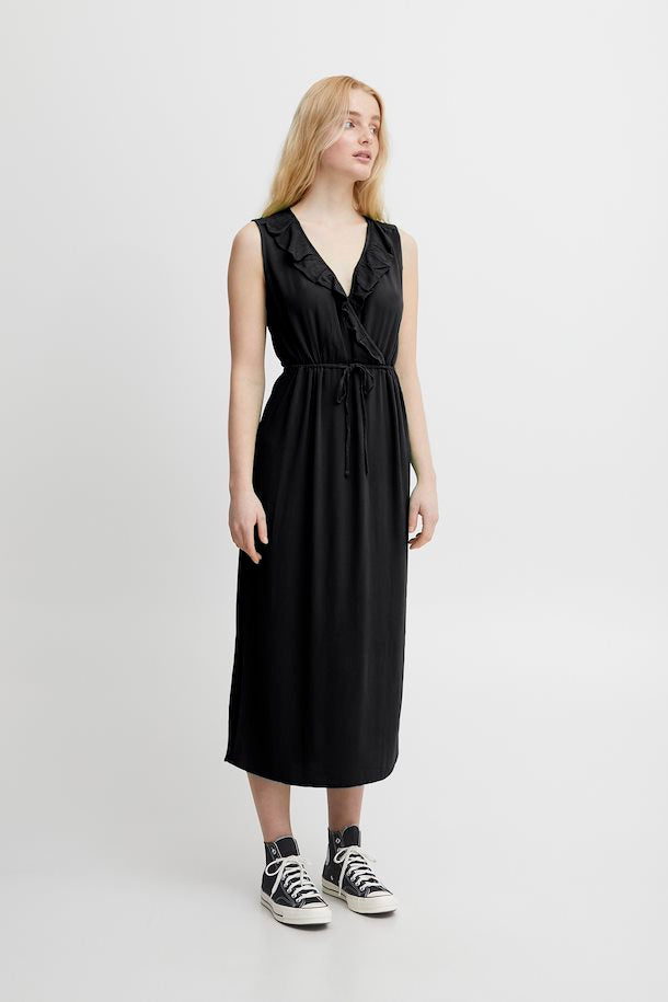 Ichi Ihmarrakech Midi Dress In Black