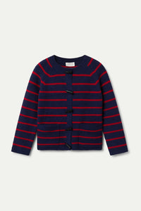 Compania Fantastica Navy Blue And Red Striped Cardigan