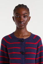 Load image into Gallery viewer, Compania Fantastica Navy Blue And Red Striped Cardigan
