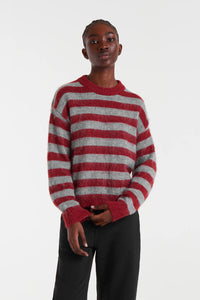 Compania Fantastica Grey And Red Striped Knit Jumper