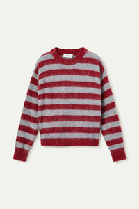 Compania Fantastica Grey And Red Striped Knit Jumper