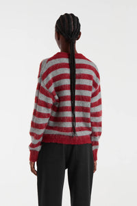 Compania Fantastica Grey And Red Striped Knit Jumper