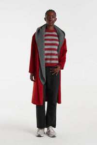 Compania Fantastica Grey And Red Striped Knit Jumper