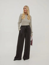 Load image into Gallery viewer, Fika Ebba Black Satin Elasticated Waist Trousers
