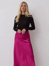 Load image into Gallery viewer, Fika Angel Luxe Berry Satin Skirt
