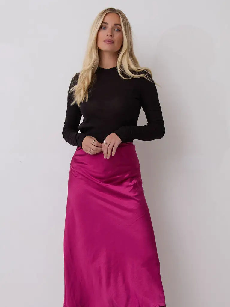 Fika Angel Luxe Berry Satin Skirt