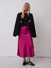 Load image into Gallery viewer, Fika Angel Luxe Berry Satin Skirt
