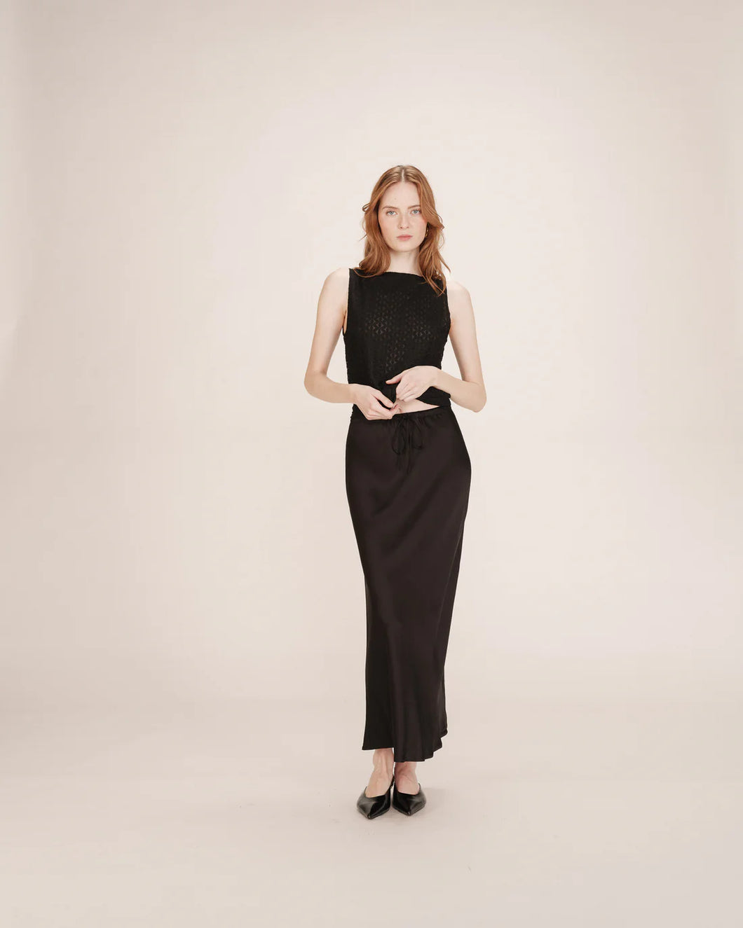 Grace And Mila Talmas Satin Skirt Black