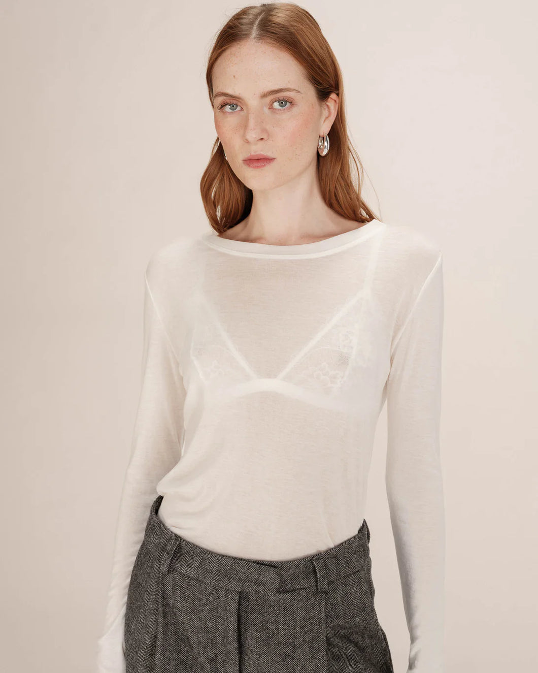 Grace And Mila Toni Sheer Top White