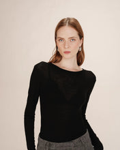 Load image into Gallery viewer, Grace And Mila Toni Sheer Jersey Top Black
