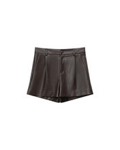 Load image into Gallery viewer, Grace And Mila Travis Faux Leather Shorts Chocolate
