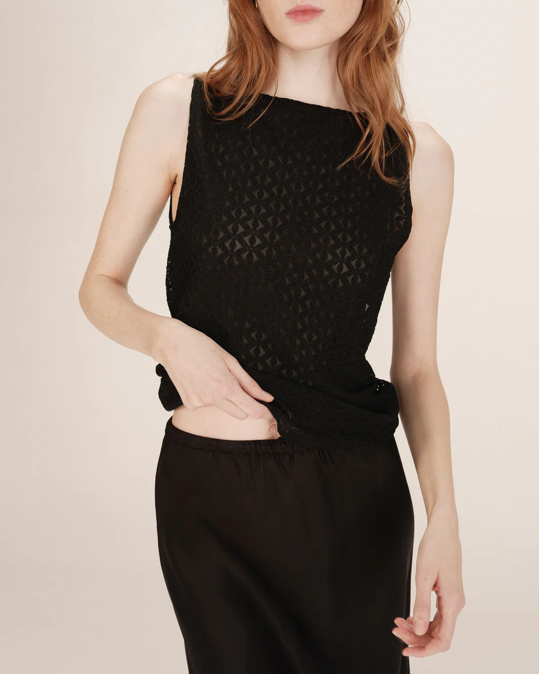 Grace And Mila Tenet Lace Top Black
