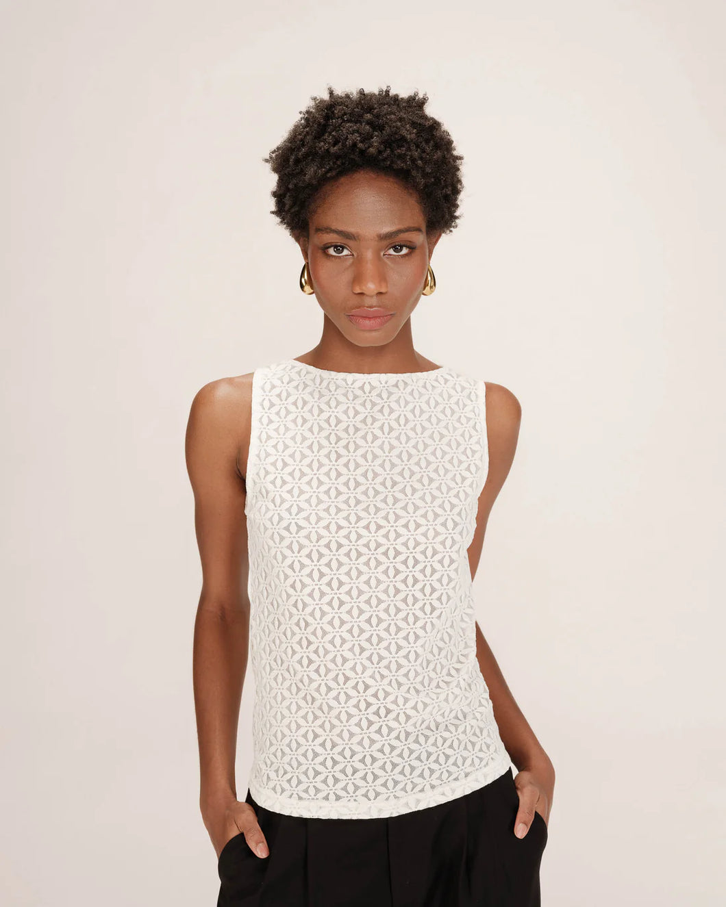 Grace AndMila Tenet Lace Top Ecru