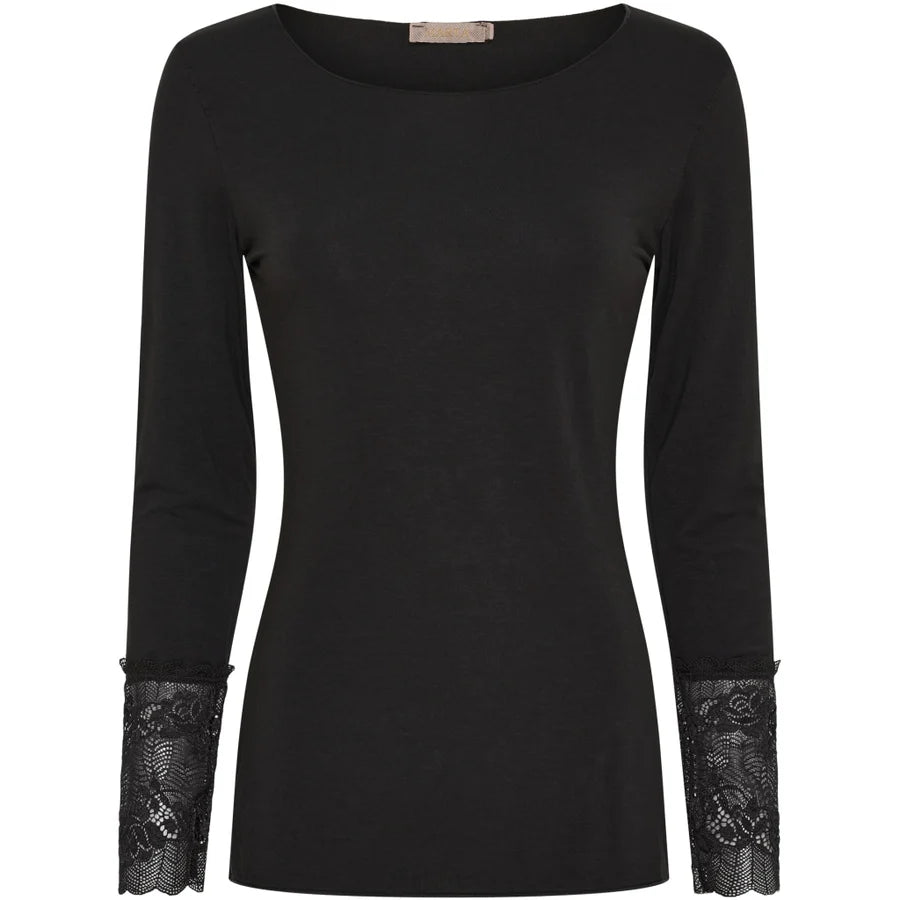 Marta Du Chateau Lace Cuff Top Black