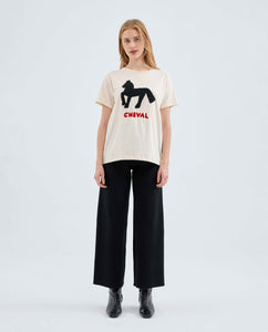 Cotton T-Shirt With Horse Print