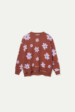 Load image into Gallery viewer, Brown Floral Print Knitted Jacquard Jumper
