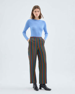 Straight Cut Long  Stripe Trousers