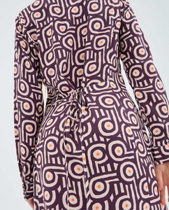 Retro Geometric Print Midi Dress