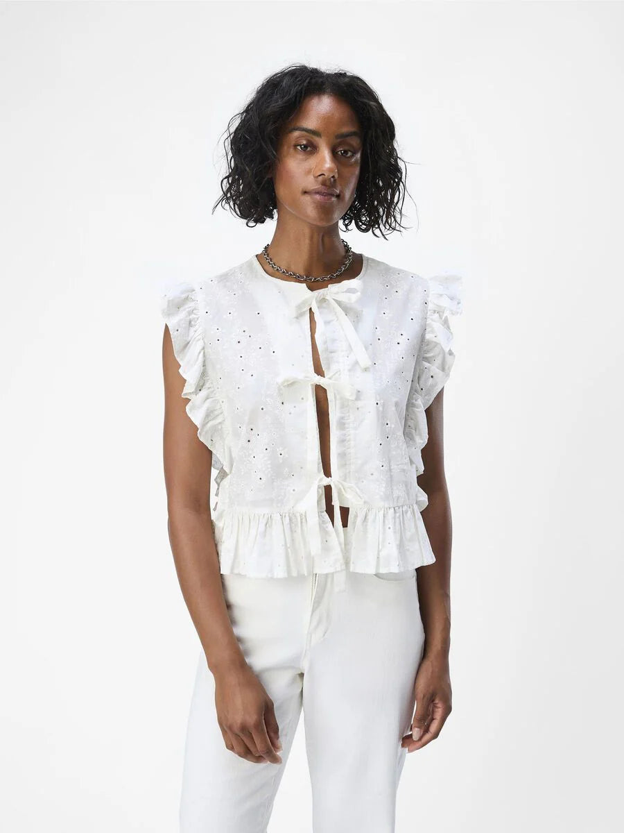 Cillia Ruffle Broderie Anglaise Top – Mockingbirds Fashion