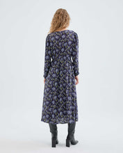 Load image into Gallery viewer, Blue Floral Print Midi  Dress
