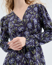 Load image into Gallery viewer, Blue Floral Print Midi  Dress
