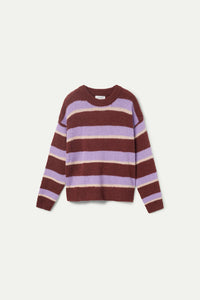 Striped Knitted Jumper Brown And Lilac