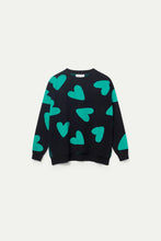 Load image into Gallery viewer, Black Jacquard Jumper With Heart Prints
