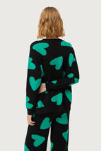 Load image into Gallery viewer, Black Jacquard Jumper With Heart Prints
