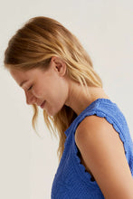 Load image into Gallery viewer, Compania Fantastica Chain-Stitched Knit Top Blue
