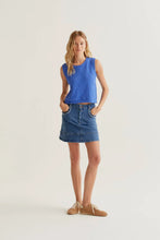 Load image into Gallery viewer, Compania Fantastica Chain-Stitched Knit Top Blue
