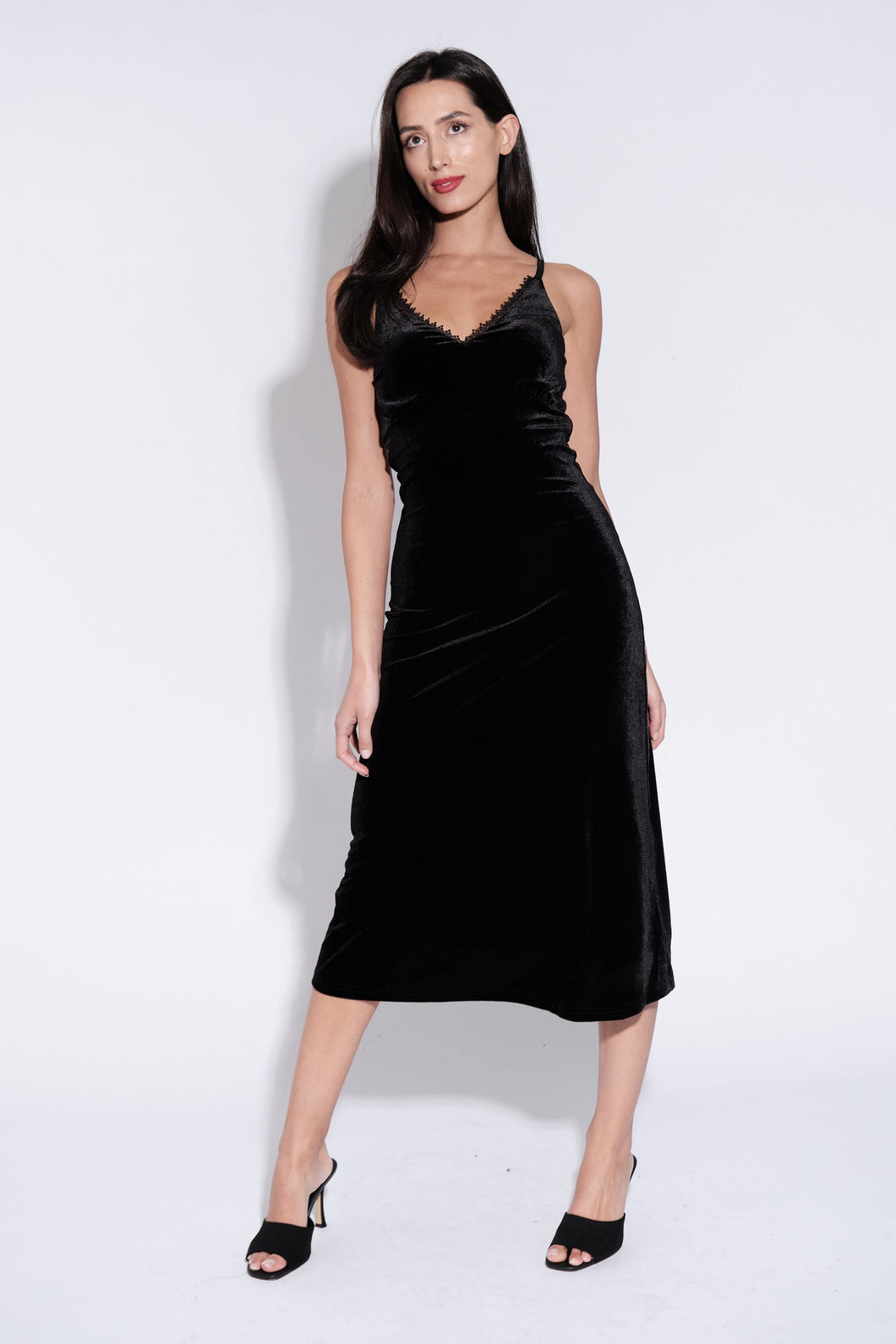 Lexa Velvet Slip Dress Black