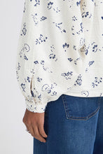 Load image into Gallery viewer, Ichi Qwina Long Sleeve Shirt Blueprint Outline Flower
