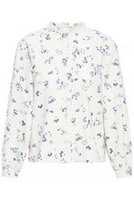 Load image into Gallery viewer, Ichi Qwina Long Sleeve Shirt Blueprint Outline Flower
