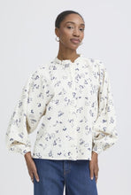 Load image into Gallery viewer, Ichi Qwina Long Sleeve Shirt Blueprint Outline Flower
