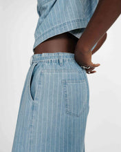 Load image into Gallery viewer, Grace And Mila Pompon Midrise Oversized Jeans Striped Blue
