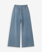 Load image into Gallery viewer, Grace And Mila Pompon Midrise Oversized Jeans Striped Blue
