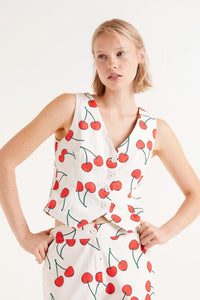 Compania Fantastica Cherry Print Tailored Vest