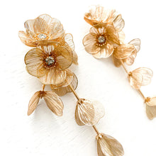Load image into Gallery viewer, Waterfall Statement Gold Flower Drop Earrings
