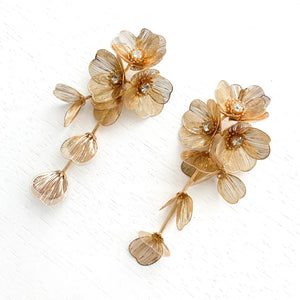Waterfall Statement Gold Flower Drop Earrings