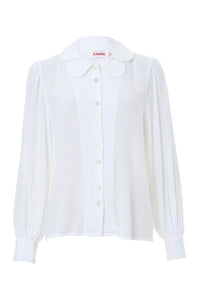 Louche Octavia Moss Crepe Petal Collar Off-White Blouse